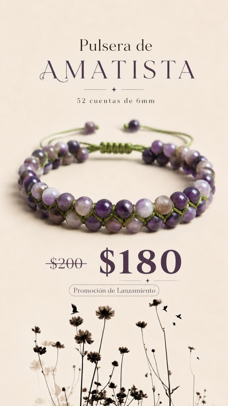 Pulsera de amatista Gea — artesanía y energía