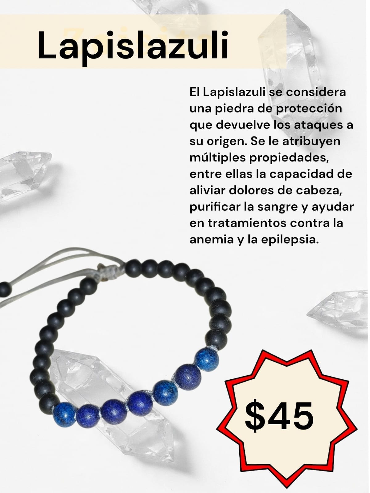 Lapislázuli — Con cuentas negras