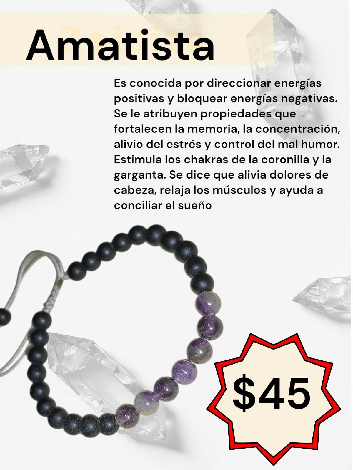 Amatista — Con cuentas negras